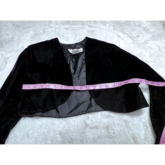 Roberta black velvet California puff sleeve crop jacket women size large - Picture 4 of 5